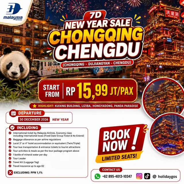 Informasi perjalanan New Year Sale Chongqing Chengdu
