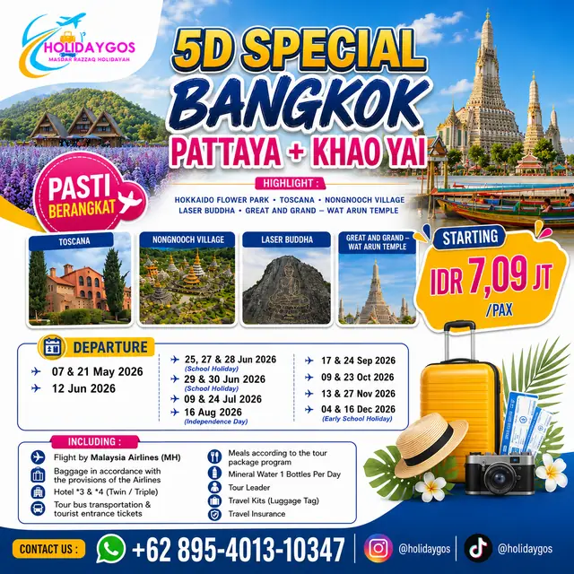 Informasi perjalanan Special Bangkok Pattaya+Khao Yai